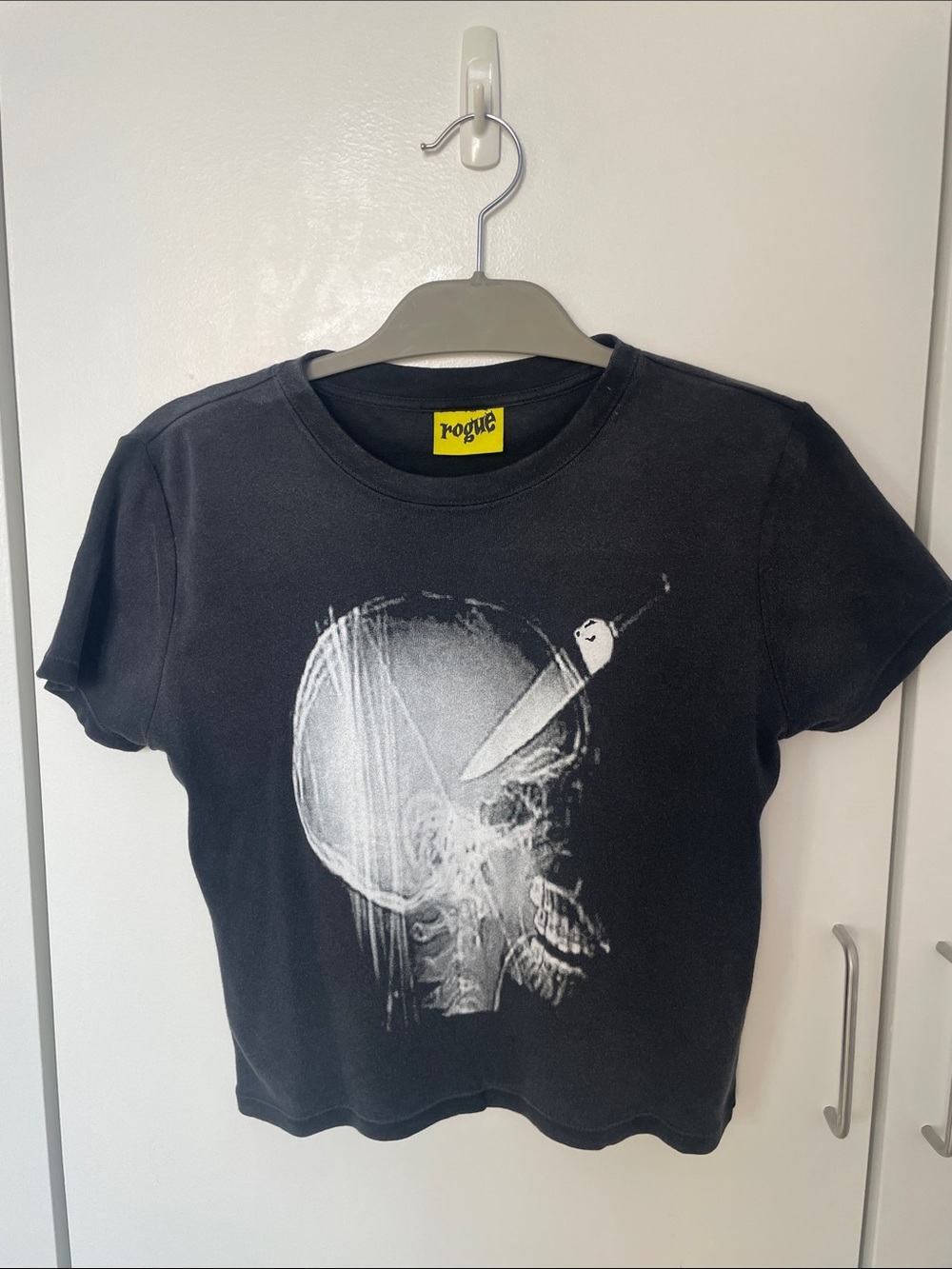 Rogue Black Tee with White Skull Graphic
